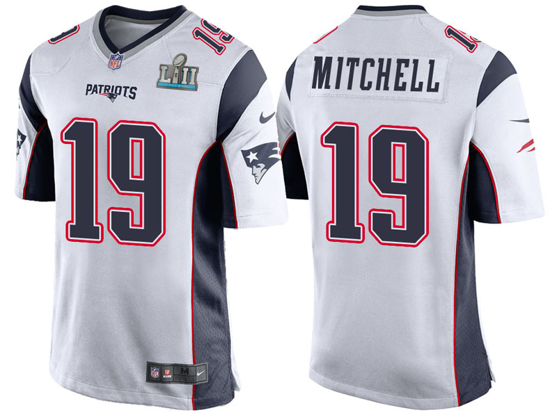 New England Patriots #19 Malcolm Mitchell White Super Bowl LII Bound Game Jersey