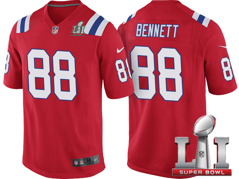 New England Patriots #88 Martellus Bennett Red Super Bowl LI Jersey New England Patriots #88 Martellus Bennett Red Super Bowl LI Jersey
