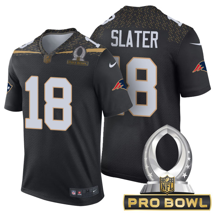 New England Patriots #18 Matthew Slater Black 2016 Pro Bowl Game Jersey New England Patriots #18 Matthew Slater Black 2016 Pro Bowl Game Jersey