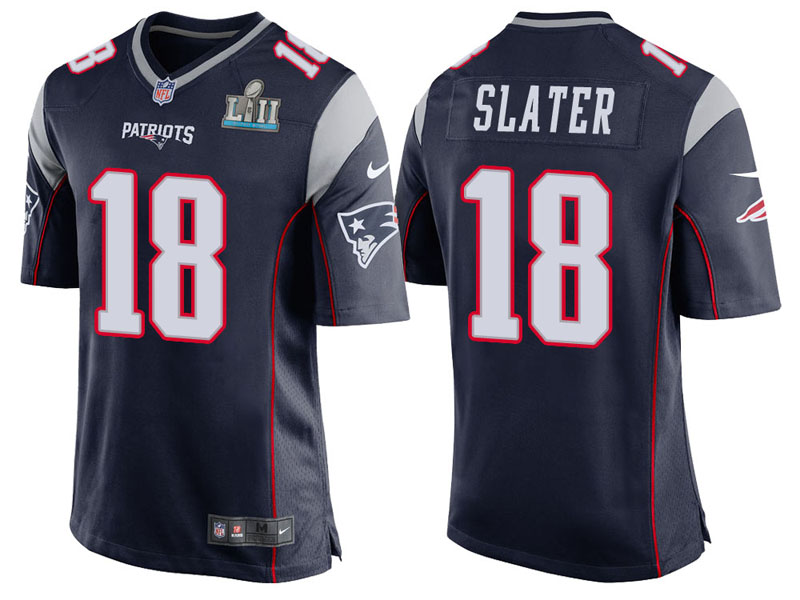 New England Patriots #18 Matthew Slater Navy Super Bowl LII Bound Game Jersey