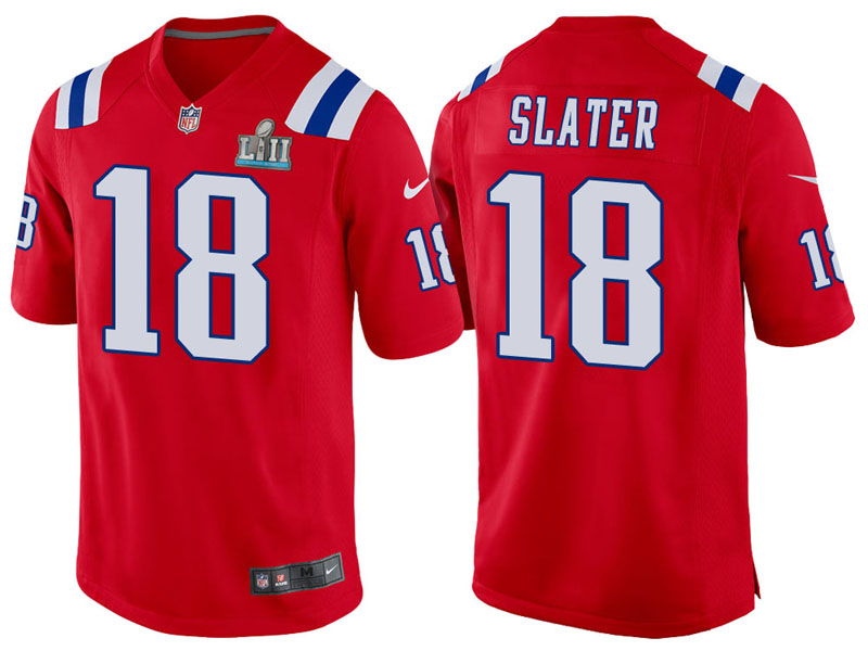 New England Patriots #18 Matthew Slater Red Super Bowl LII Bound Game Jersey