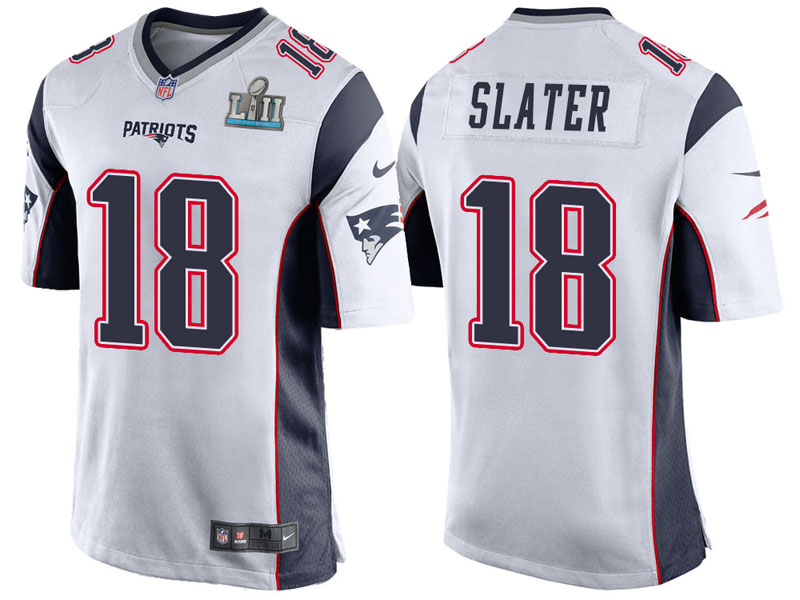 New England Patriots #18 Matthew Slater White Super Bowl LII Bound Game Jersey