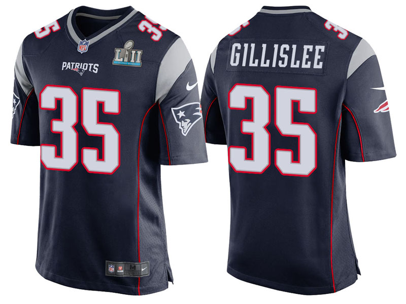 New England Patriots #35 Mike Gillislee Navy Super Bowl LII Bound Game Jersey