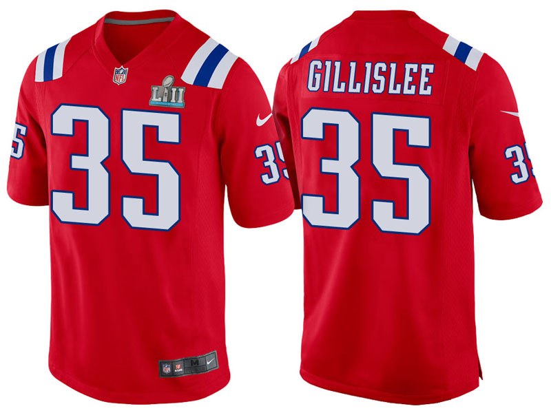 New England Patriots #35 Mike Gillislee Red Super Bowl LII Bound Game Jersey