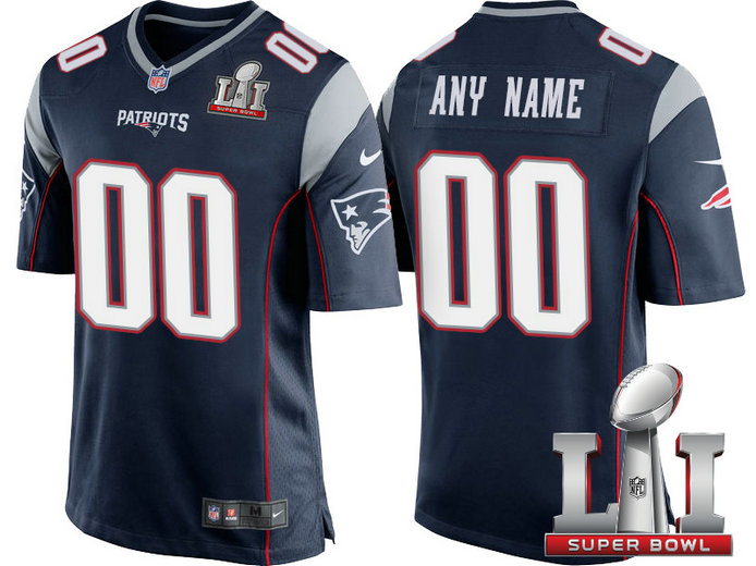 2017 Super Bowl LI New England Patriots Navy Game Customized Jersey