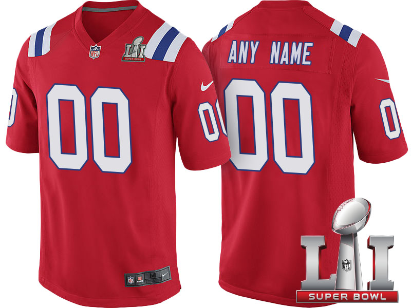 2017 Super Bowl LI New England Patriots Red Game Customized Jersey