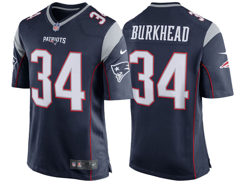 New England Patriots #34 Rex Burkhead Navy Game Jersey New England Patriots #34 Rex Burkhead Navy Game Jersey