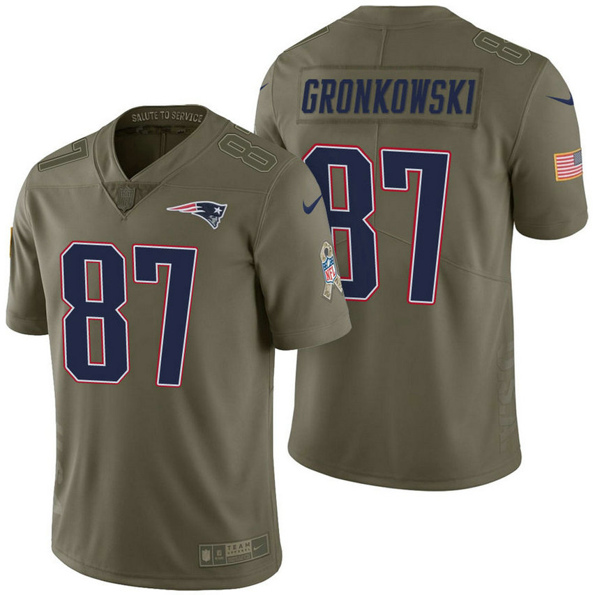 New England Patriots #87 Rob Gronkowski Olive 2017 Salute to Service Limited Jersey