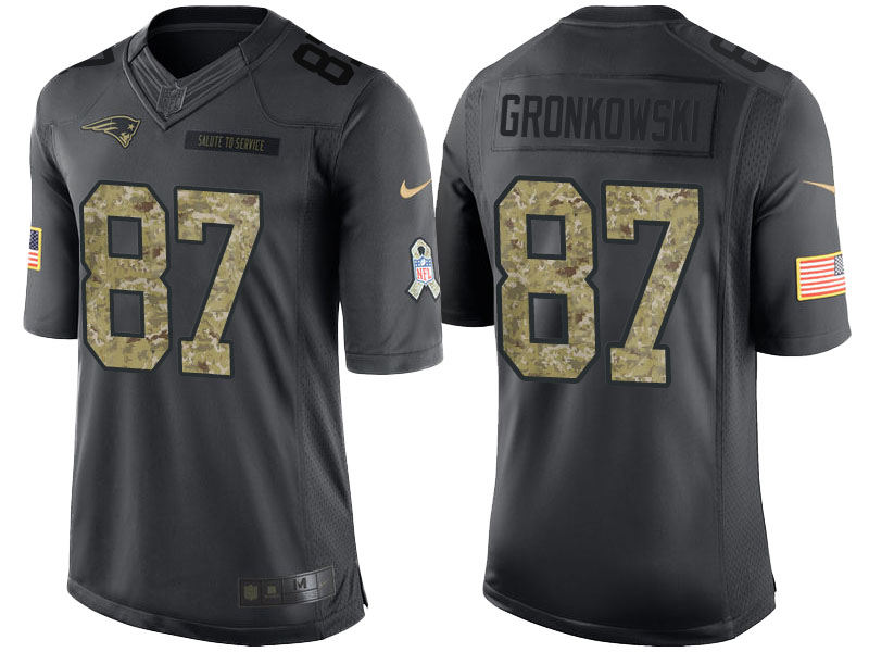 New England Patriots #87 Rob Gronkowski Anthracite 2016 Salute to Service Limited Jersey New England Patriots #87 Rob Gronkowski Anthracite 2016 Salute to Service Limited Jersey