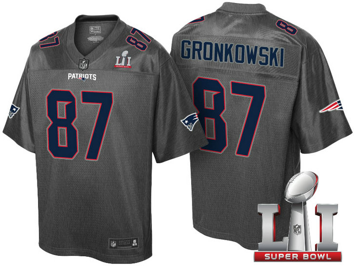 New England Patriots #87 Rob Gronkowski Gray Super Bowl LI Stronghold Fashion Jersey