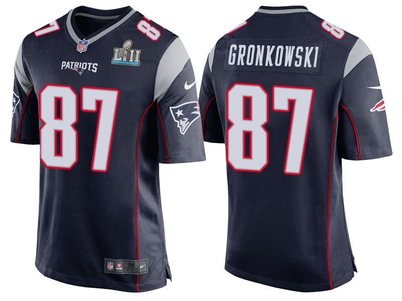 New England Patriots #87 Rob Gronkowski Navy Super Bowl LII Bound Game Jersey