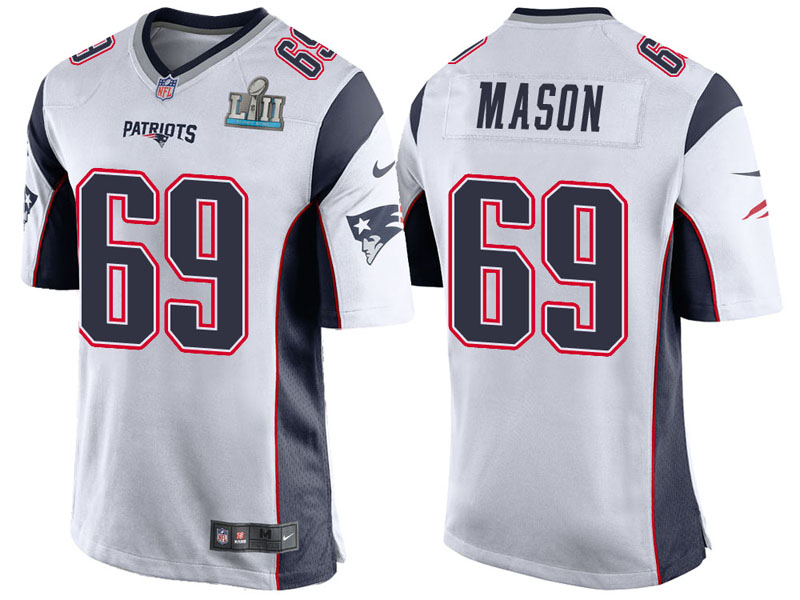 New England Patriots #69 Shaq Mason White Super Bowl LII Bound Game Jersey New England Patriots #69 Shaq Mason White Super Bowl LII Bound Game Jersey