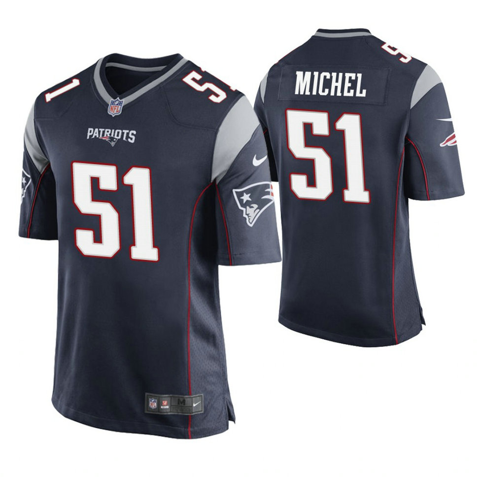 New England Patriots #51 Sony Michel Navy Game Jersey New England Patriots #51 Sony Michel Navy Game Jersey