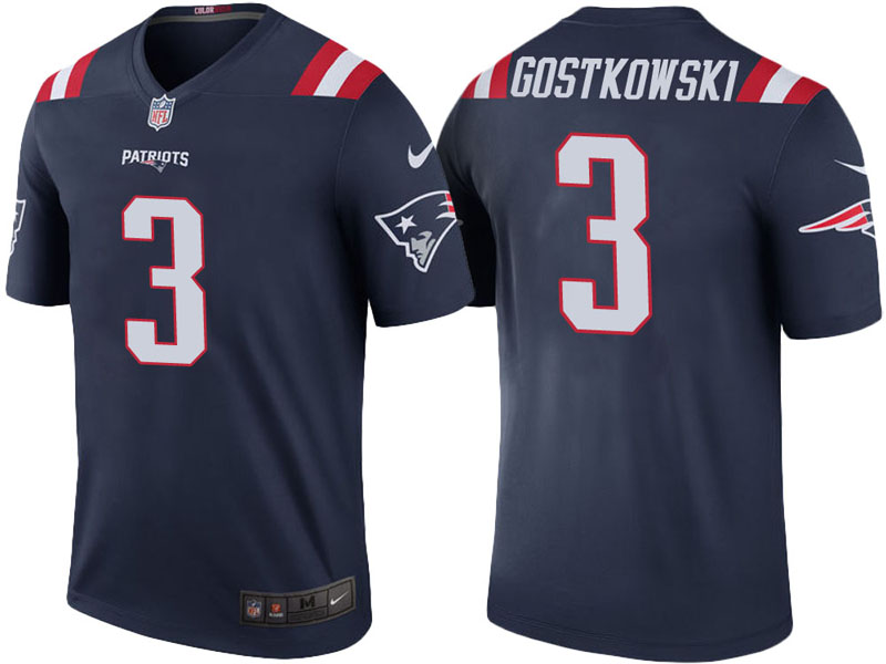 New England Patriots #3 Stephen Gostkowski Navy Color Rush Legend Jersey