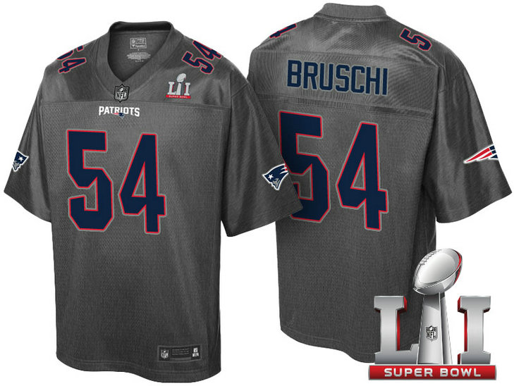 New England Patriots #54 Tedy Bruschi Gray Super Bowl LI Stronghold Fashion Jersey New England Patriots #54 Tedy Bruschi Gray Super Bowl LI Stronghold Fashion Jersey