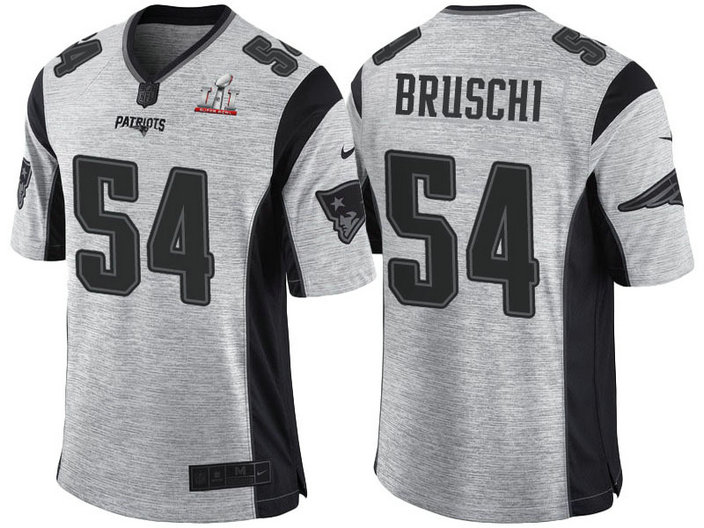 New England Patriots #54 Tedy Bruschi Super Bowl LI Champions Gridiron Gray II Limited Jersey New England Patriots #54 Tedy Bruschi Super Bowl LI Champions Gridiron Gray II Limited Jersey