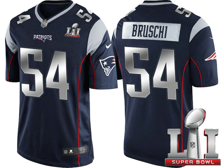 New England Patriots #54 Tedy Bruschi Navy 2017 Super Bowl LI Silver Limited Jersey New England Patriots #54 Tedy Bruschi Navy 2017 Super Bowl LI Silver Limited Jersey