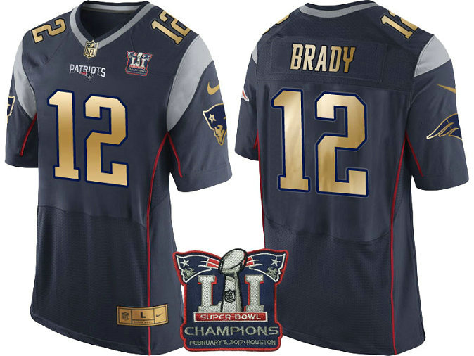 New England Patriots #12 Tom Brady Navy Super Bowl LI Champions Gold Elite Jersey New England Patriots #12 Tom Brady Navy Super Bowl LI Champions Gold Elite Jersey