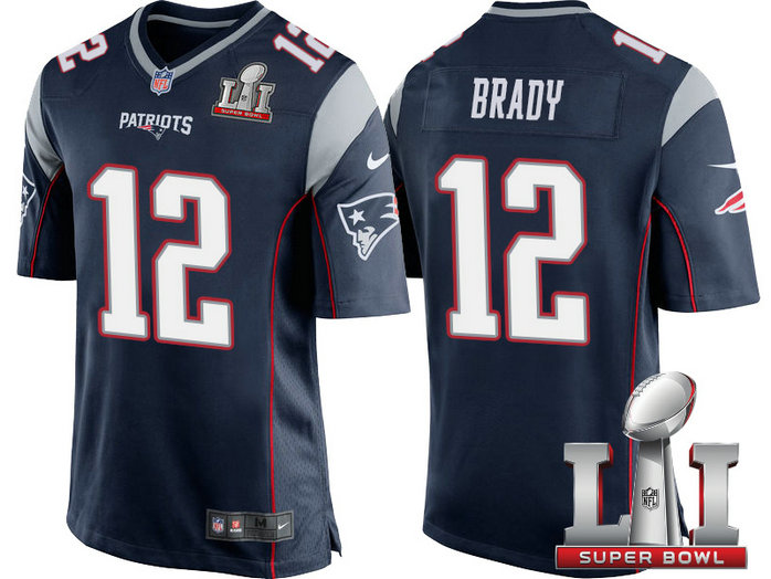 New England Patriots #12 Tom Brady Navy 2017 Super Bowl LI Patch Game Jersey New England Patriots #12 Tom Brady Navy 2017 Super Bowl LI Patch Game Jersey