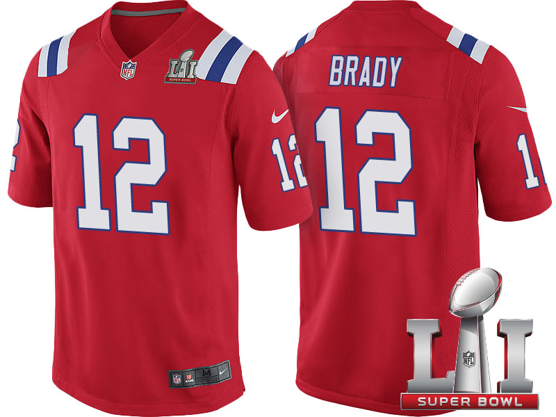 New England Patriots #12 Tom Brady Red Super Bowl LI Jersey New England Patriots #12 Tom Brady Red Super Bowl LI Jersey
