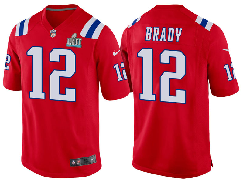 New England Patriots #12 Tom Brady Red Super Bowl LII Bound Game Jersey New England Patriots #12 Tom Brady Red Super Bowl LII Bound Game Jersey