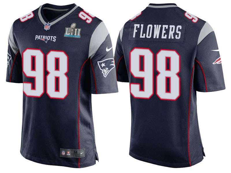New England Patriots #98 Trey Flowers Navy Super Bowl LII Bound Game Jersey New England Patriots #98 Trey Flowers Navy Super Bowl LII Bound Game Jersey