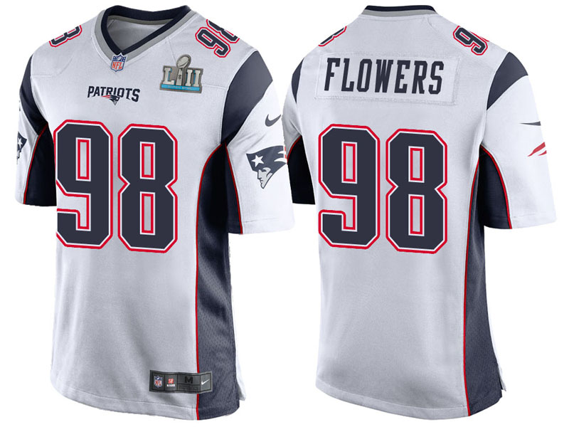 New England Patriots #98 Trey Flowers White Super Bowl LII Bound Game Jersey New England Patriots #98 Trey Flowers White Super Bowl LII Bound Game Jersey
