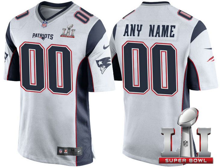 2017 Super Bowl LI New England Patriots White Game Customized Jersey