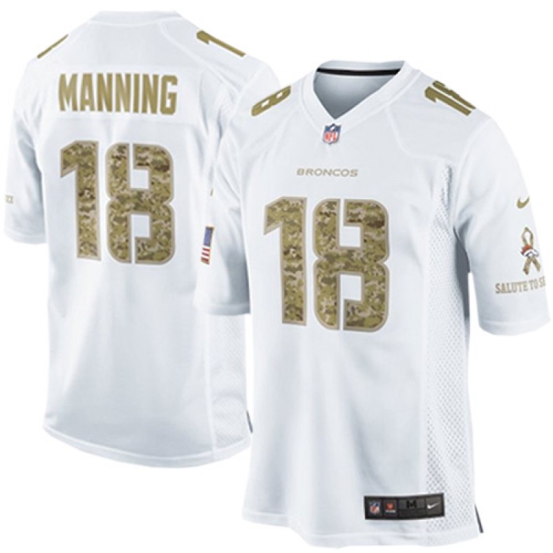 Denver Broncos #18 Peyton Manning White Salute To Service Jersey