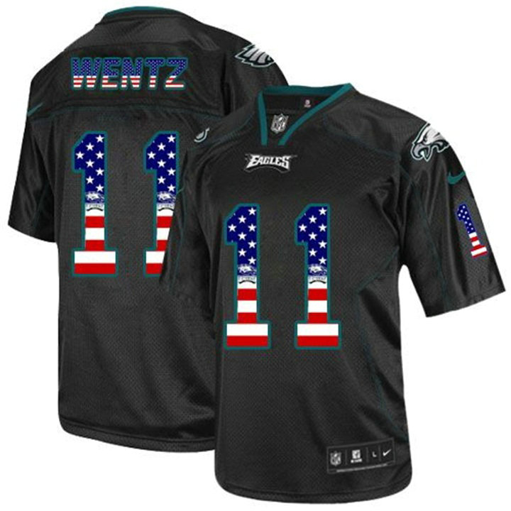 Philadelphis Eagles #11 Carson Wentz Black USA Flag Fashion Jersey Philadelphis Eagles #11 Carson Wentz Black USA Flag Fashion Jersey