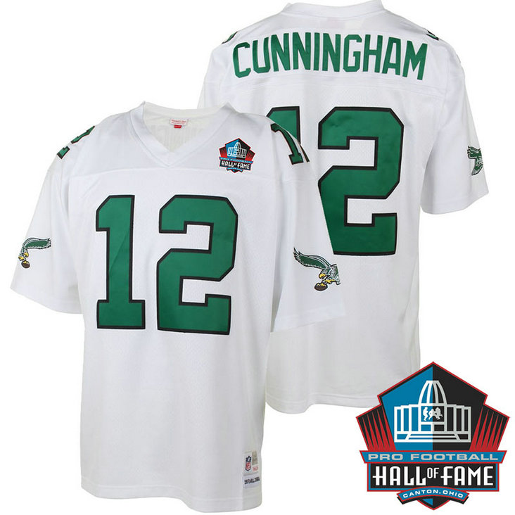 Hall Of Fame Philadelphia Eagles #12 Randall Cunningham White Retired Player Throwback Jersey Hall Of Fame Philadelphia Eagles #12 Randall Cunningham White Retired Player Throwback Jersey