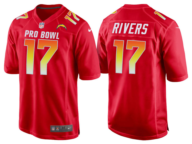 2018 Pro Bowl AFC Los Angeles Chargers #17 Philip Rivers Red Game Jersey 2018 Pro Bowl AFC Los Angeles Chargers #17 Philip Rivers Red Game Jersey