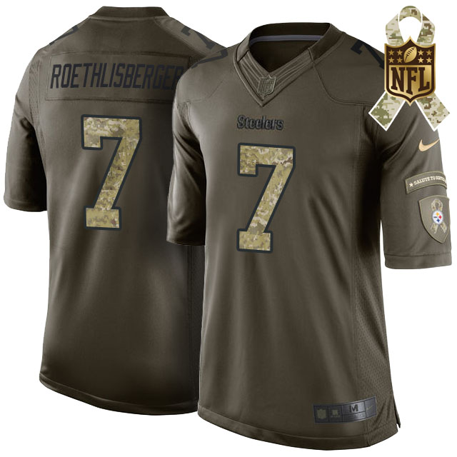 Pittsburgh Steelers #7 Ben Roethlisberger Green Camo Salute To Service Limited Jersey Pittsburgh Steelers #7 Ben Roethlisberger Green Camo Salute To Service Limited Jersey