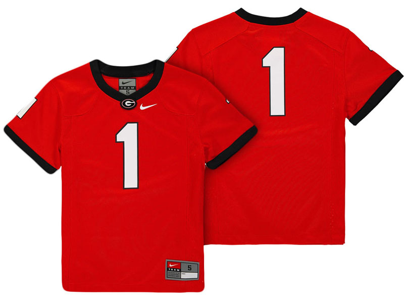 Preschool Georgia Bulldogs #1 Red Replica College Football Jersey Preschool Georgia Bulldogs #1 Red Replica College Football Jersey