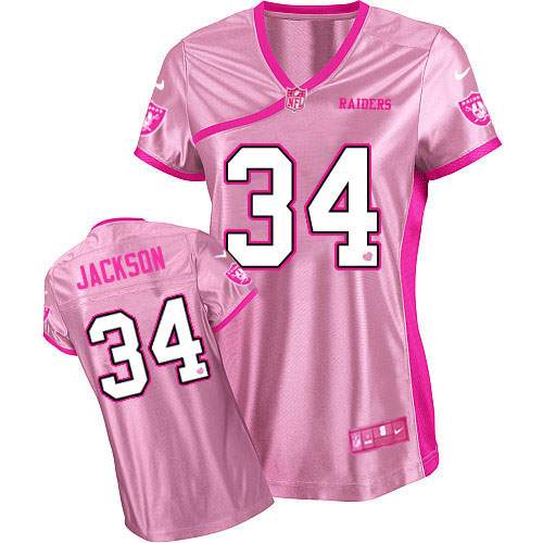Women Oakland Raiders #34 Bo Jackson Be Luv'd Pink Jersey