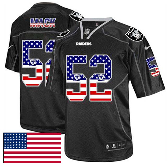Oakland Raiders #52 Khalil Mack Black USA Flag Fashion Jersey Oakland Raiders #52 Khalil Mack Black USA Flag Fashion Jersey