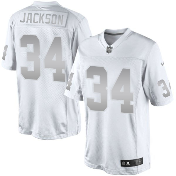 Oaklan Rraiders #34 Bo Jackson White Platinum Limited Jersey