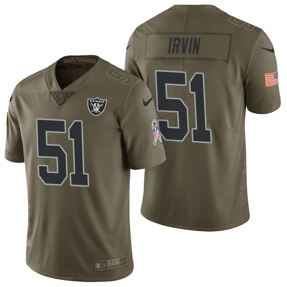 Oakland Raiders #51 Bruce Irvin Olive 2017 Salute to Service Limited Jersey