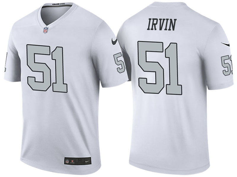 Oakland Raiders #51 Bruce Irvin White Color Rush Legend Jersey