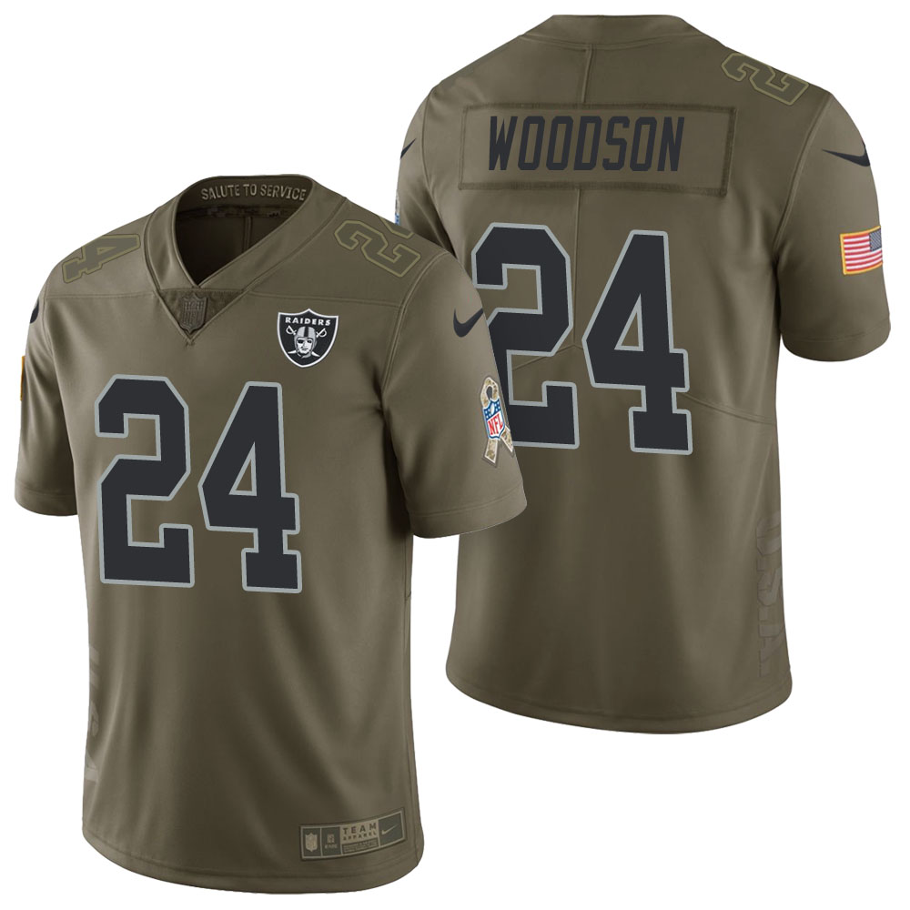 Oakland Raiders #24 Charles Woodson Olive 2017 Salute to Service Limited Jersey