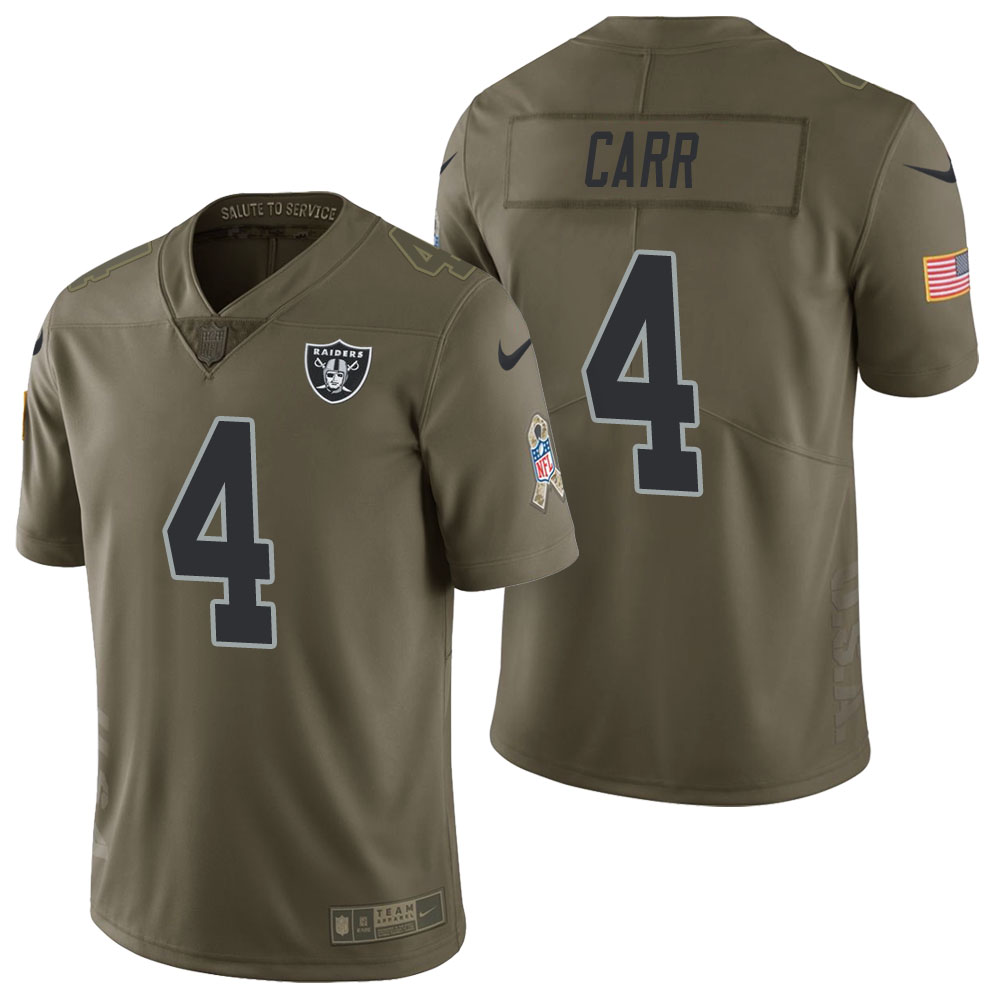 Oakland Raiders #4 Derek Carr Olive 2017 Salute to Service Limited Jersey