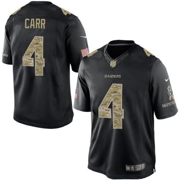 Oakland Raiders #4 Derek Carr Black Salute To Service Black Jersey
