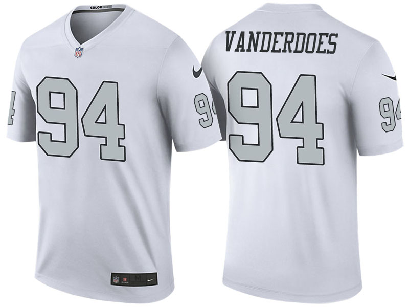 Oakland Raiders #94 Eddie Vanderdoes White Color Rush Legend Jersey Oakland Raiders #94 Eddie Vanderdoes White Color Rush Legend Jersey