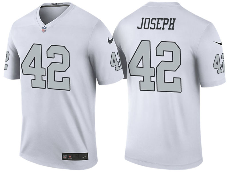 Oakland Raiders #42 Karl Joseph White Color Rush Legend Jersey