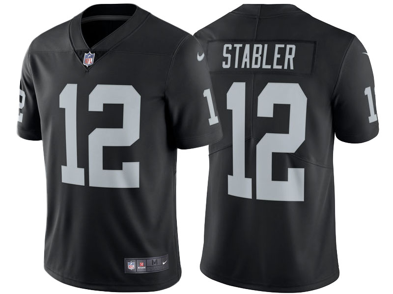 Oakland Raiders #12 Ken Stabler Black Retired Player Vapor Untouchable Limited Throwback Jersey
