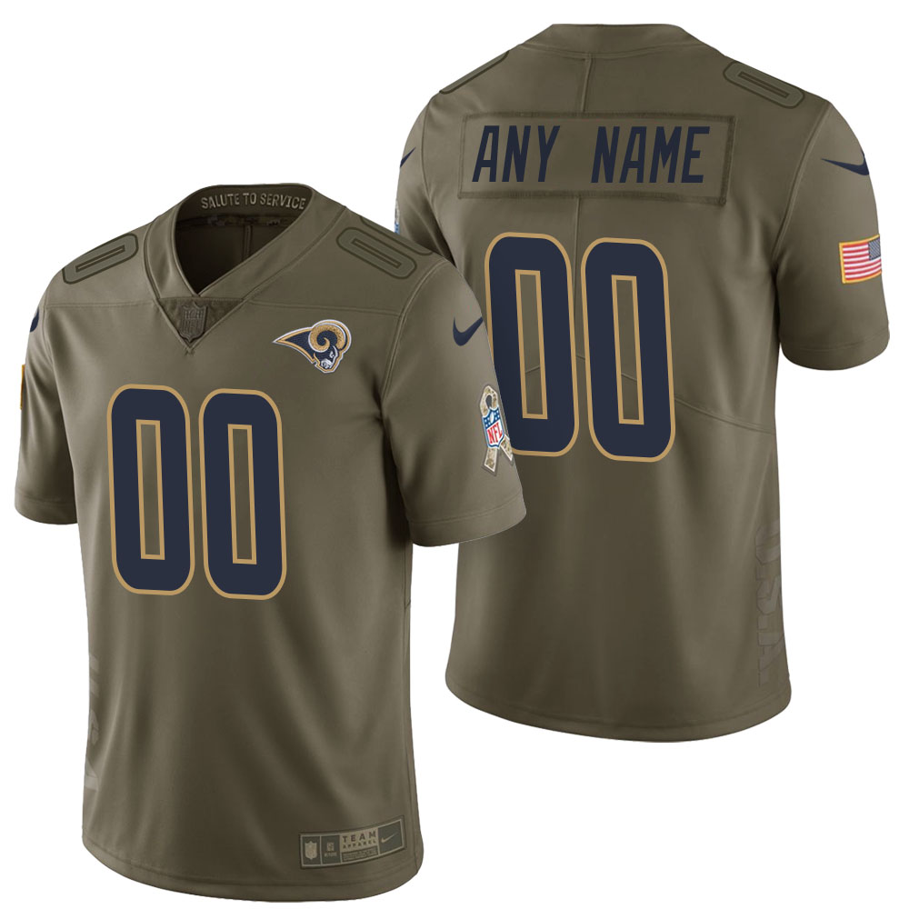 Los Angeles Rams Olive 2017 Salute to Service Limited Customized Jersey With Super Bowl LVI Patch Los Angeles Rams Olive 2017 Salute to Service Limited Customized Jersey With Super Bowl LVI Patch