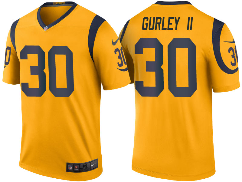 Los Angeles Rams #30 Todd Gurley II Gold Color Rush Legend Jersey With Super Bowl LVI Patch