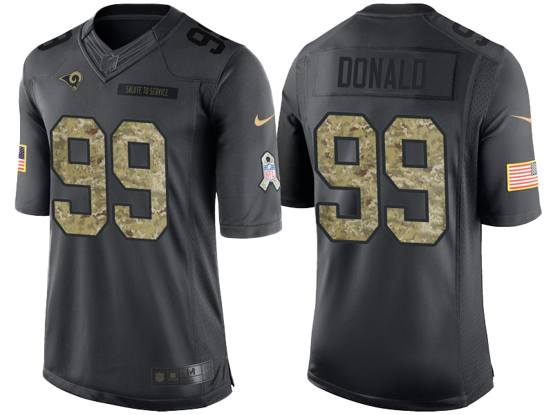 Los Angeles Rams #99 Aaron Donald Anthracite Salute to Service Limited Veterans Day Jersey With Super Bowl LVI Patch