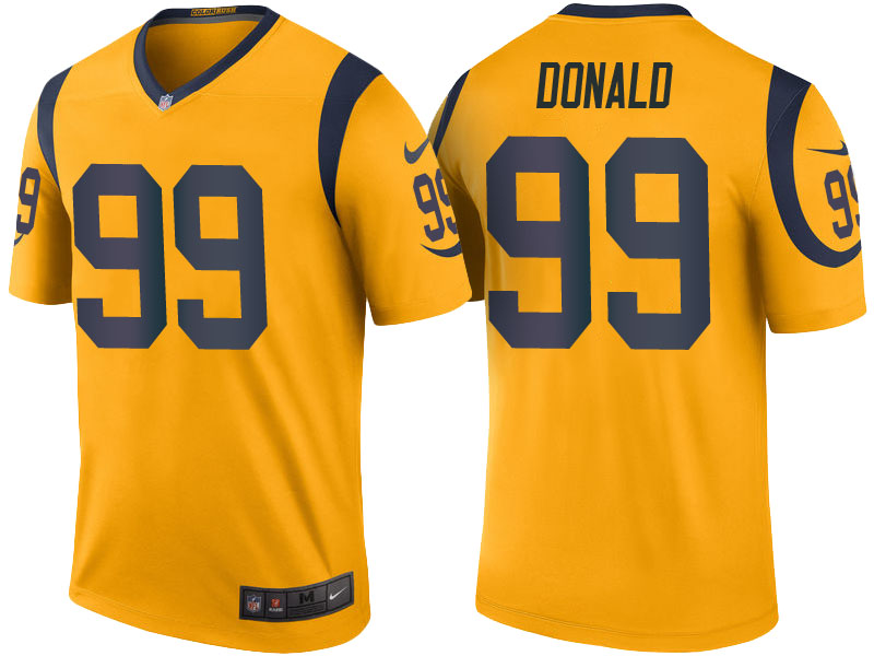 Los Angeles Rams #99 Aaron Donald Gold Color Rush Legend Jersey With Super Bowl LVI Patch