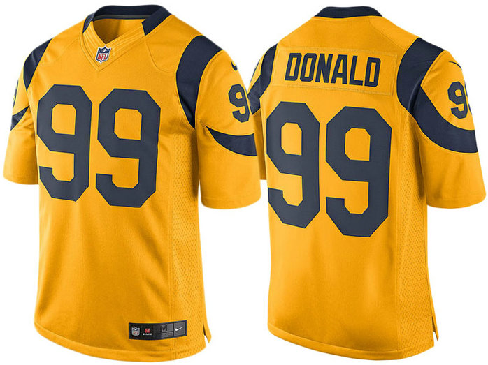 Los Angeles Rams #99 Aaron Donald Rams Color Rush Limited Jersey - Light Up Thursday Night With Super Bowl LVI Patch
